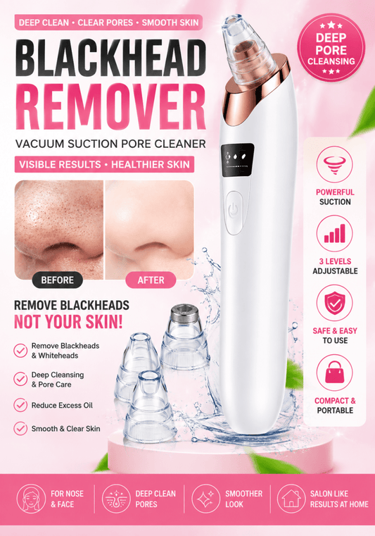 Face Vacuum Suction Blackhead Remover Pore Cleaner | Electric Deep Cleansing Tool for Nose & Face